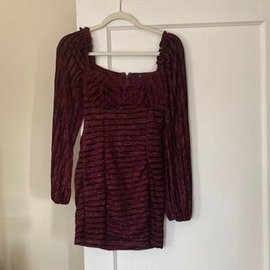 Lulu's Deep Red Long Sleeve Dress